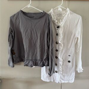 Bundle Of 2 Neon Buddha Top Size Small White Button Down Grey Pullover